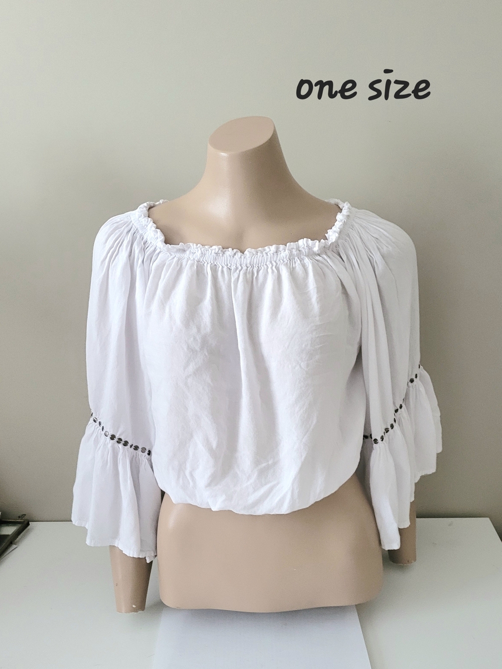 White Off-Shoulder Peasant Blouse